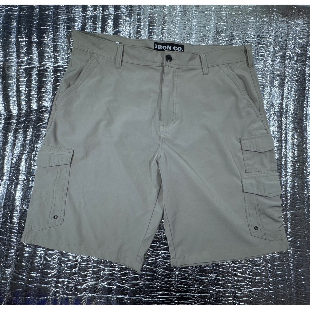 Iron Co Mens Cargo Shorts Size 40 Khaki Tan Stretch Utility Outdoor Pockets